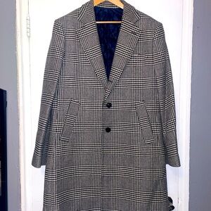 Spier & Mackay Black and White Topcoat with Glen Check Pattern Size 46